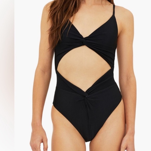 Beach Riot Aviva Twist Cutout One Piece Swimsuit Black Sparkle Size Small - Picture 1 of 9